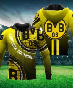 Borussia Dortmund Big Logo Dark Yellow Zip Hoodie Funny Gift For Fans