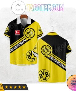 Borussia Dortmund Black Yellow Simple Design Hawaiian Shirt Size From S To 5xl