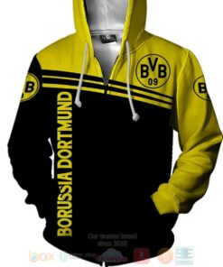 Borussia Dortmund Black Yellow Zip Hoodie Gift For Fans