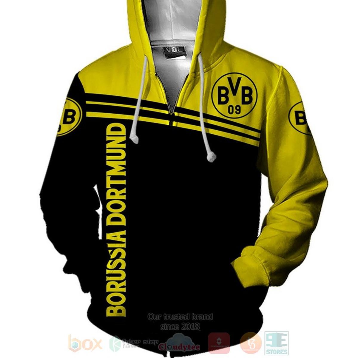 Borussia Dortmund Big Logo Dark Yellow Zip Hoodie Funny Gift For Fans