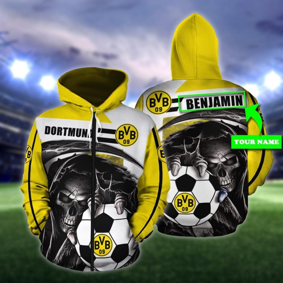 Borussia Dortmund Custom Name Yellow Mickey Zip Hoodie Funny Gift For Fans