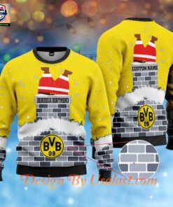 Borussia Dortmund Custom Name Yellow Chimney Ugly Christmas Sweater Gift