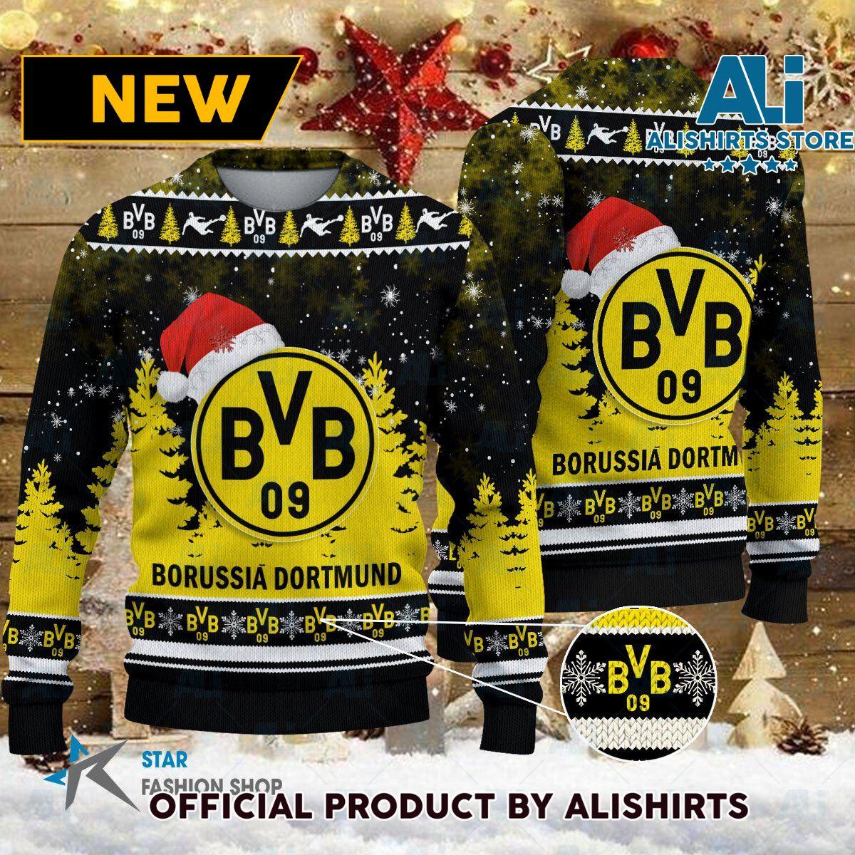 Borussia Dortmund Custom Name Yellow Chimney Ugly Christmas Sweater Gift