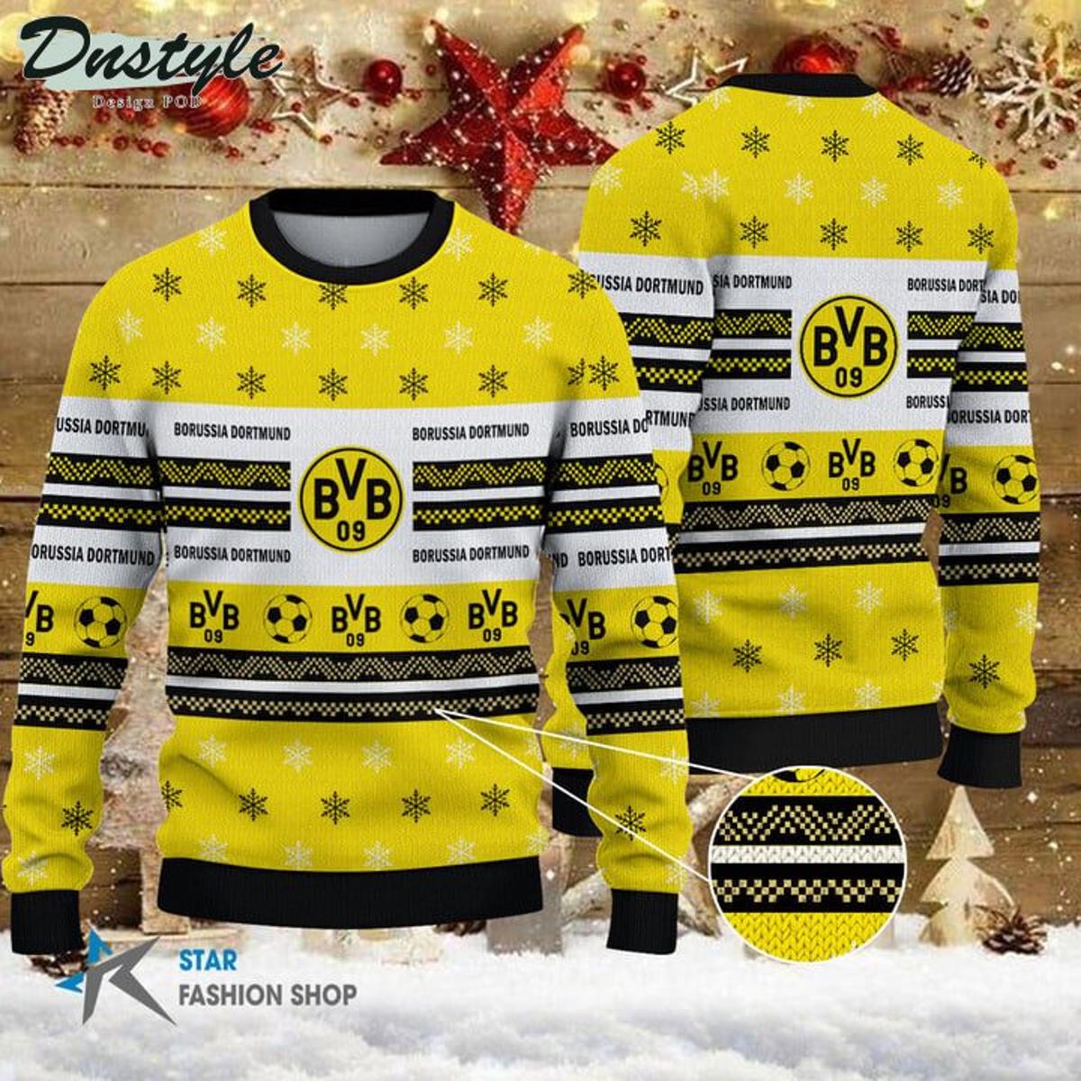 Borussia Dortmund Custom Name Yellow Chimney Ugly Christmas Sweater Gift