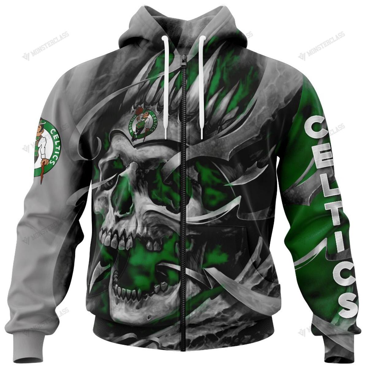 Boston Celtics Green Black Zip Hoodie Best Gift For Fans