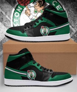 Boston Celtics Green Black Air Jordan 1 High Sneakers Gift For Fans