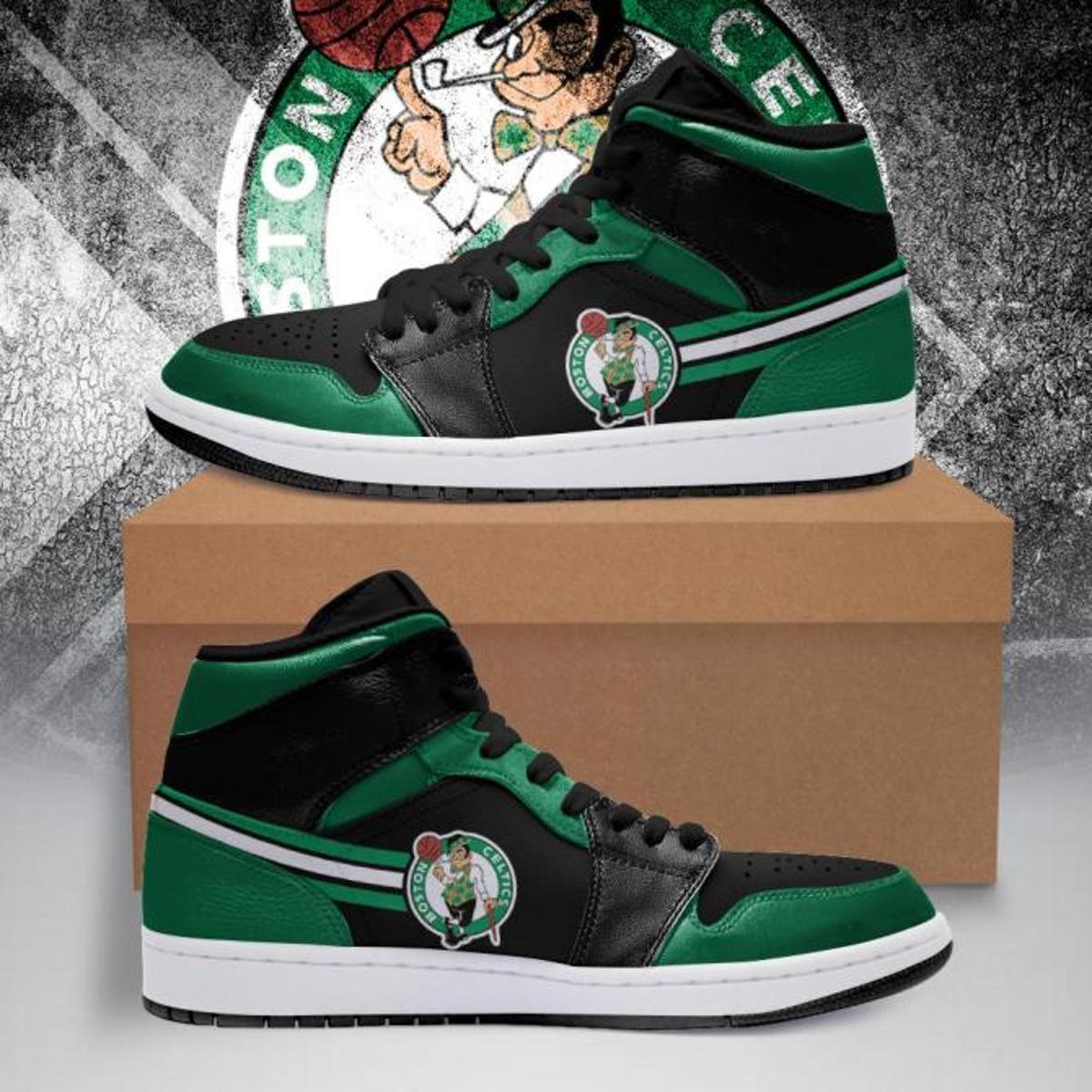 Boston Celtics Rick And Morty Green White Air Jordan 1 High Tops