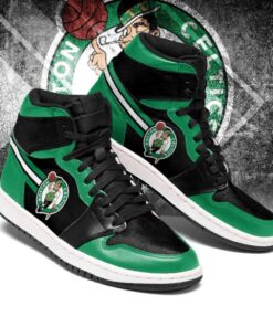 Boston Celtics Green Black Air Jordan 1 High Sneakers Gift For Fans