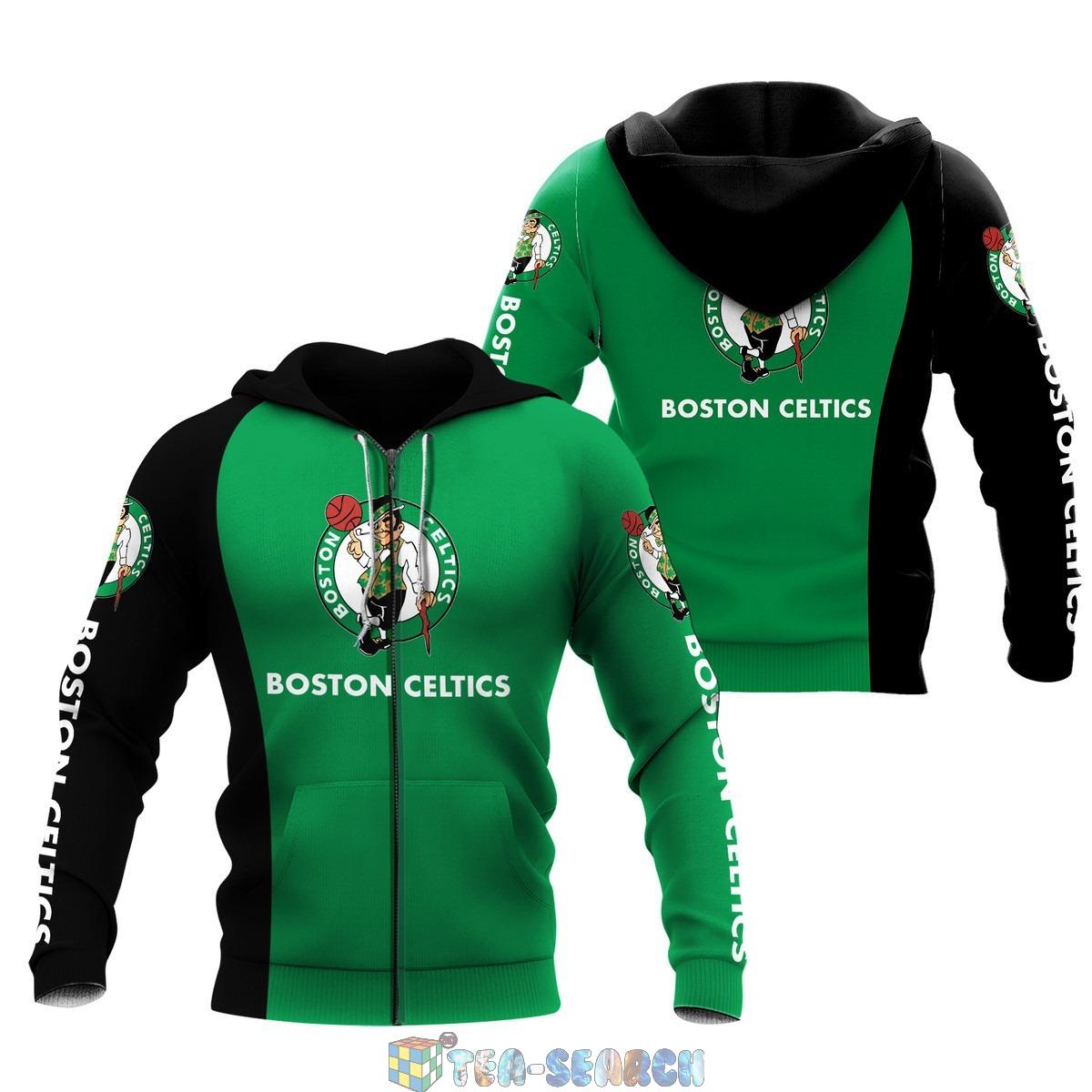 Boston Celtics Custom Name Number Green Grey Skull Zip Hoodie Gifts For Lovers