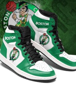 Boston Celtics Green White Air Jordan 1 High Sneakers For Fans