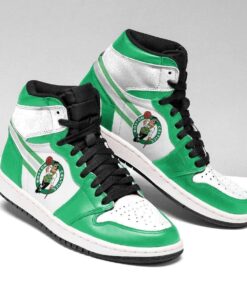 Boston Celtics Green White Air Jordan 1 High Sneakers For Fans