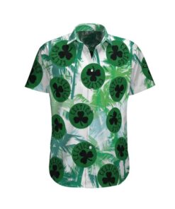 Boston Celtics Logo White Green Tropical Hawaiian Shirt Gift For Nba Fans 3