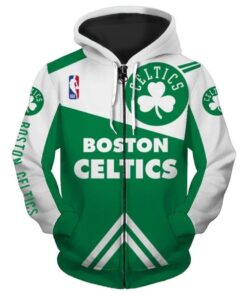 Boston Celtics White Green Alternate Logo Zip Hoodie Best Gift For Fans