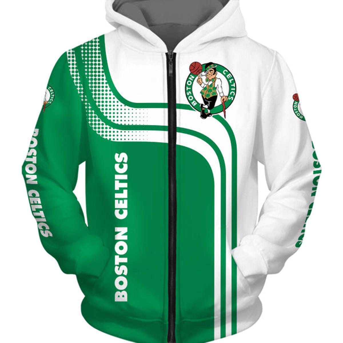 Boston Celtics Black Green Zip Hoodie Gift For Fans