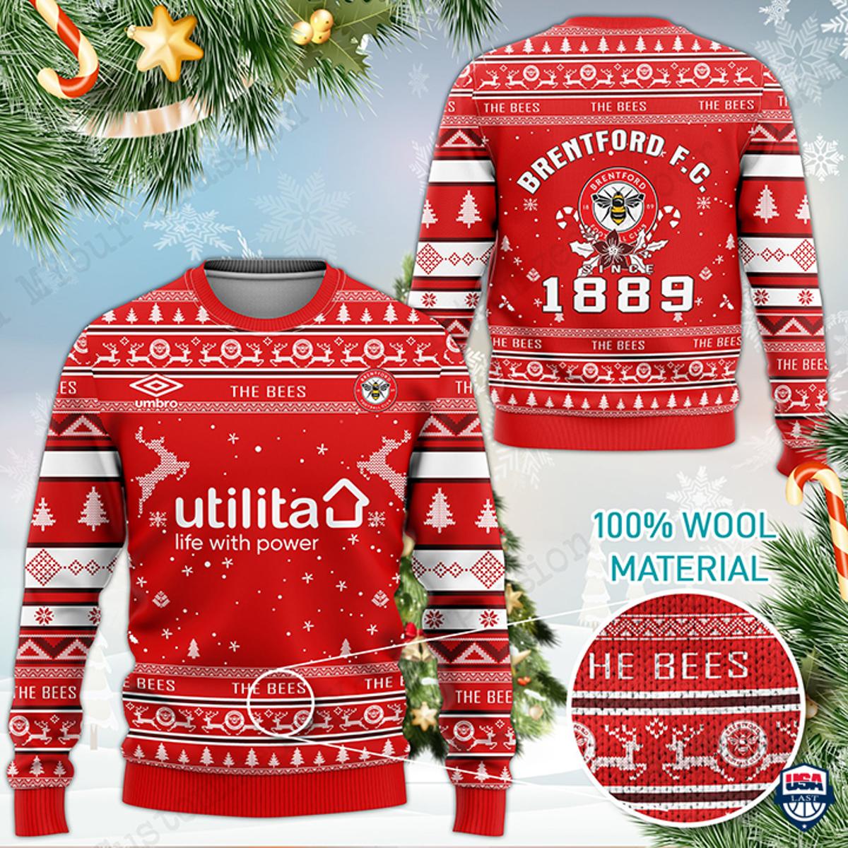 Brentford Fc 1889 Ugly Christmas Sweater For Fans