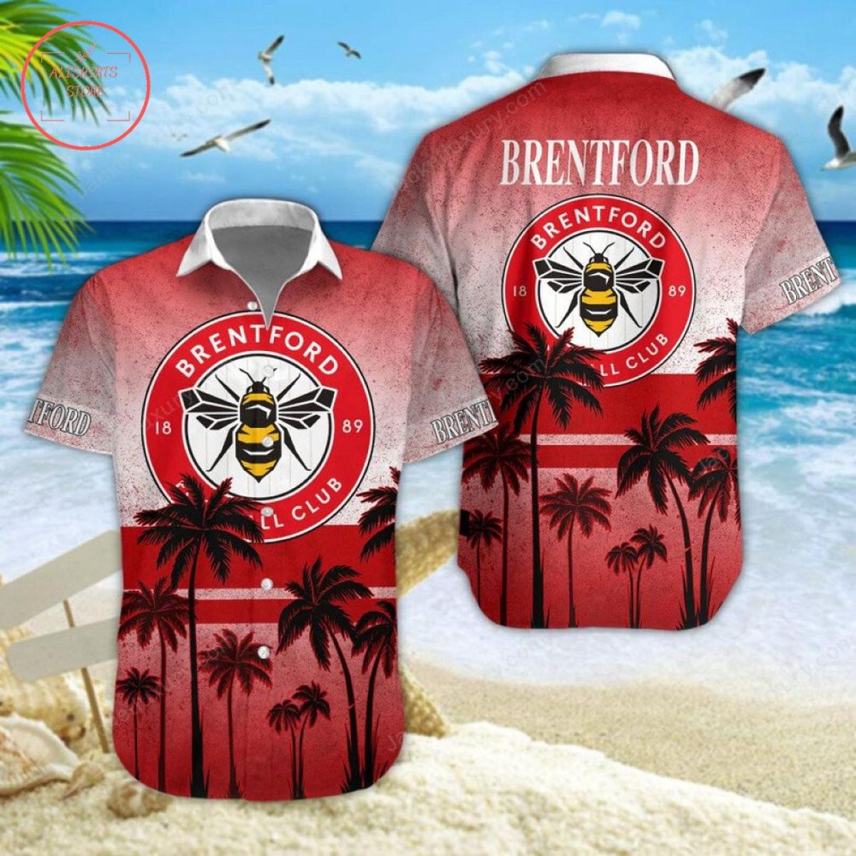 Brentford Fc Coconut Tree Patterns Tropical Hawaiian Shirt Size From S To 5xl