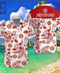 Brentford Fc Hibicus Patterns Red White Aloha Shirt Size From S To 5xl