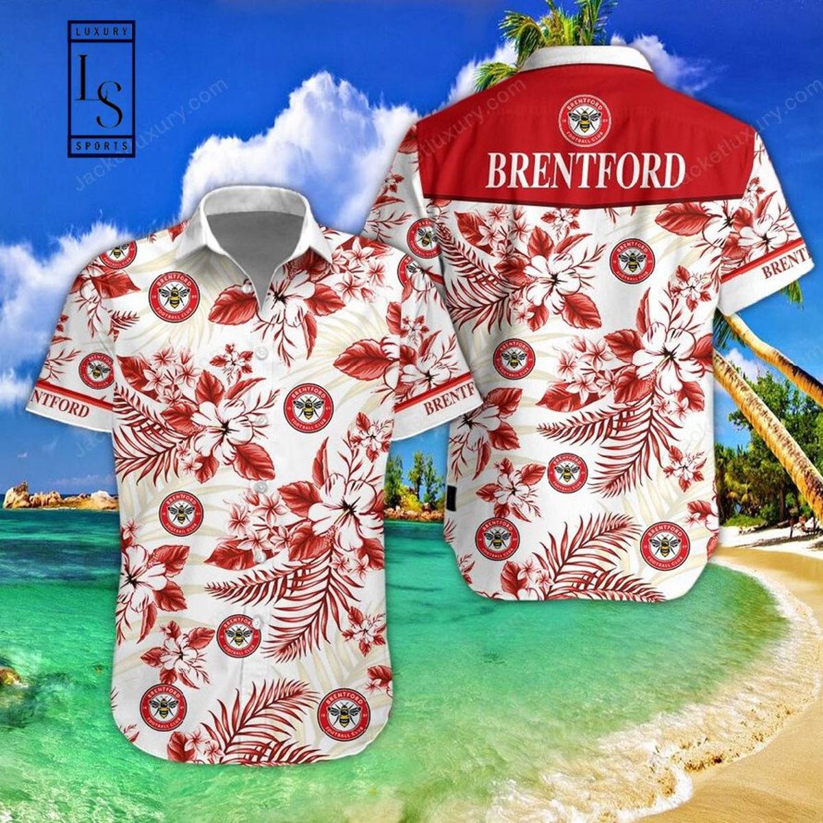 Brentford Fc Coconut Tree Patterns Tropical Hawaiian Shirt Size From S To 5xl