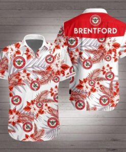 Brentford Fc Red Flower Tropical White Aloha Shirt Best Outfit For Fans