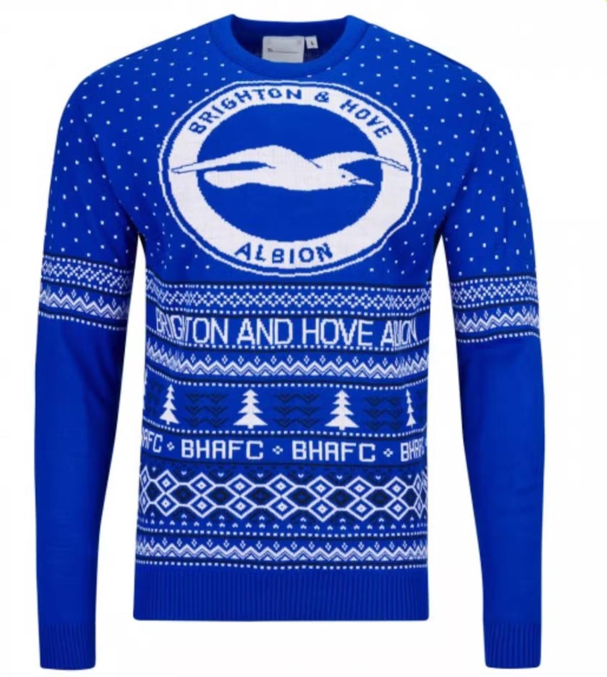 Brighton & Hove Albion Fc Ho Ho Ho Christmas Wool Sweater Gift