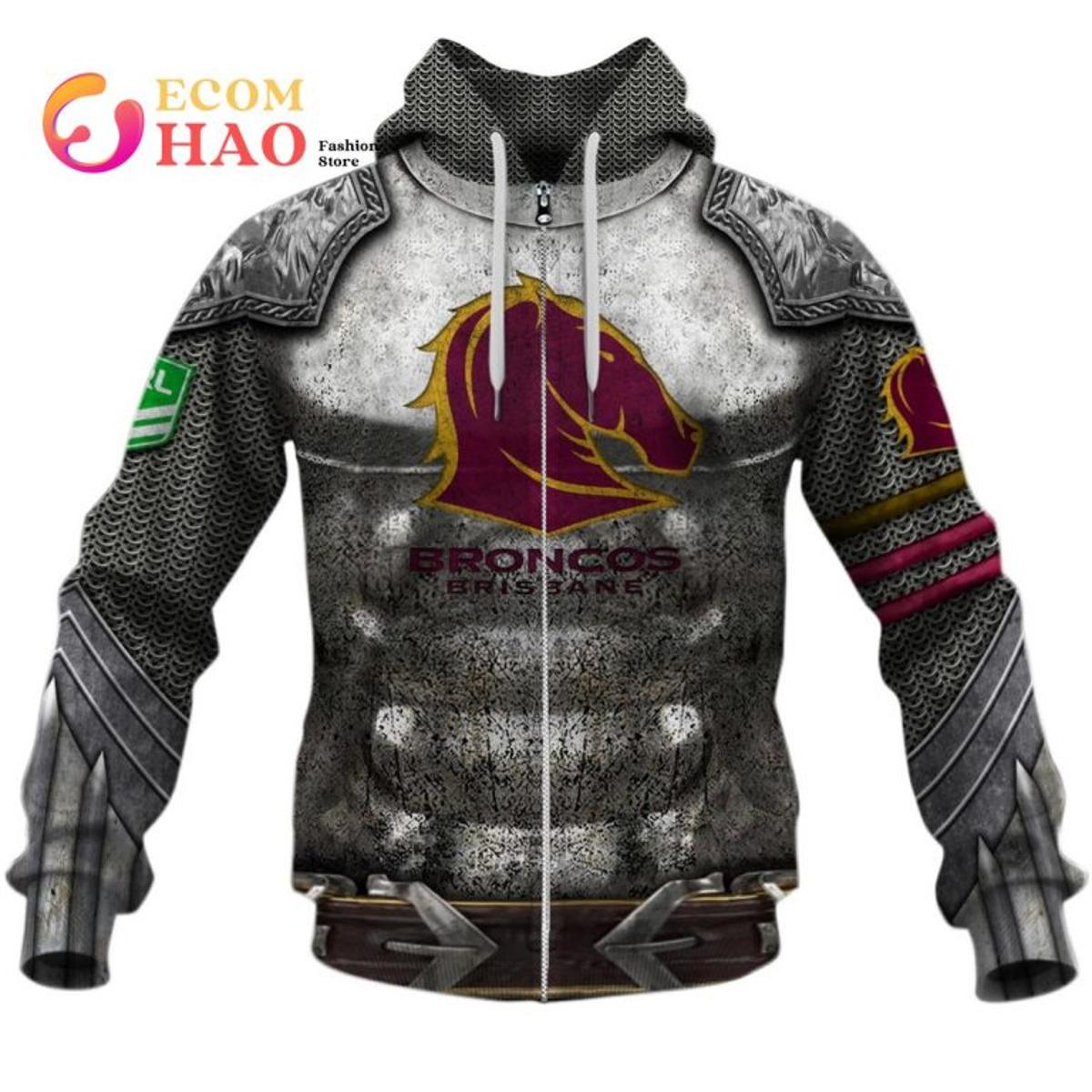 Brisbane Broncos Custom Name Number Camo Zip Hoodie Gift For Fans