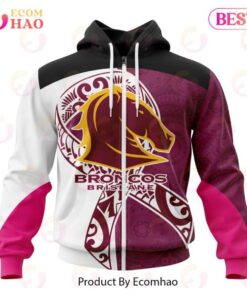 Brisbane Broncos Custom Name Number Fight Cancer Zip Hoodie Gifts For Lovers