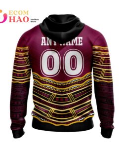 Brisbane Broncos Custom Name Number Indigenous Mascot Zip Up Hoodie Gifts For Lovers 2