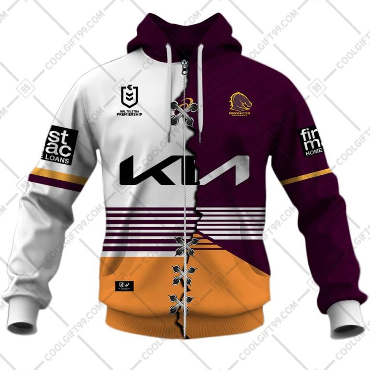 Brisbane Broncos Custom Name Number Special Edition Naidoc For Our Eldes Zip Hoodie