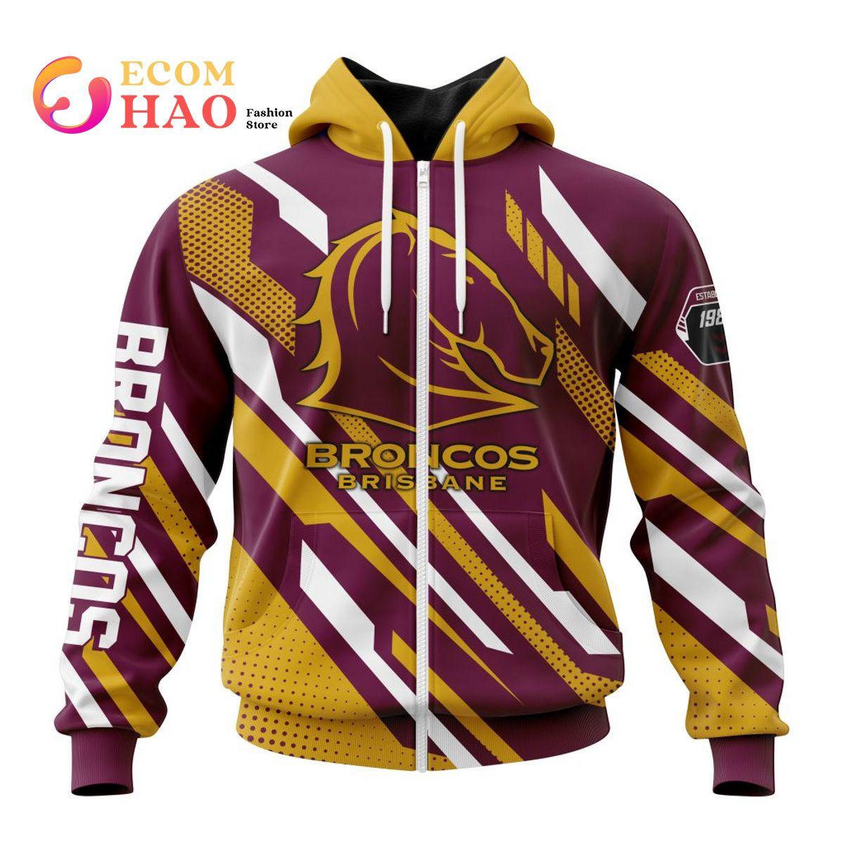 Brisbane Broncos Custom Name Number Indigenous Zip Hoodie Best Gift For Fans