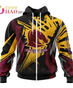 Brisbane Broncos Custom Name Number Motocross Zip Hoodie Funny Gift For Fans