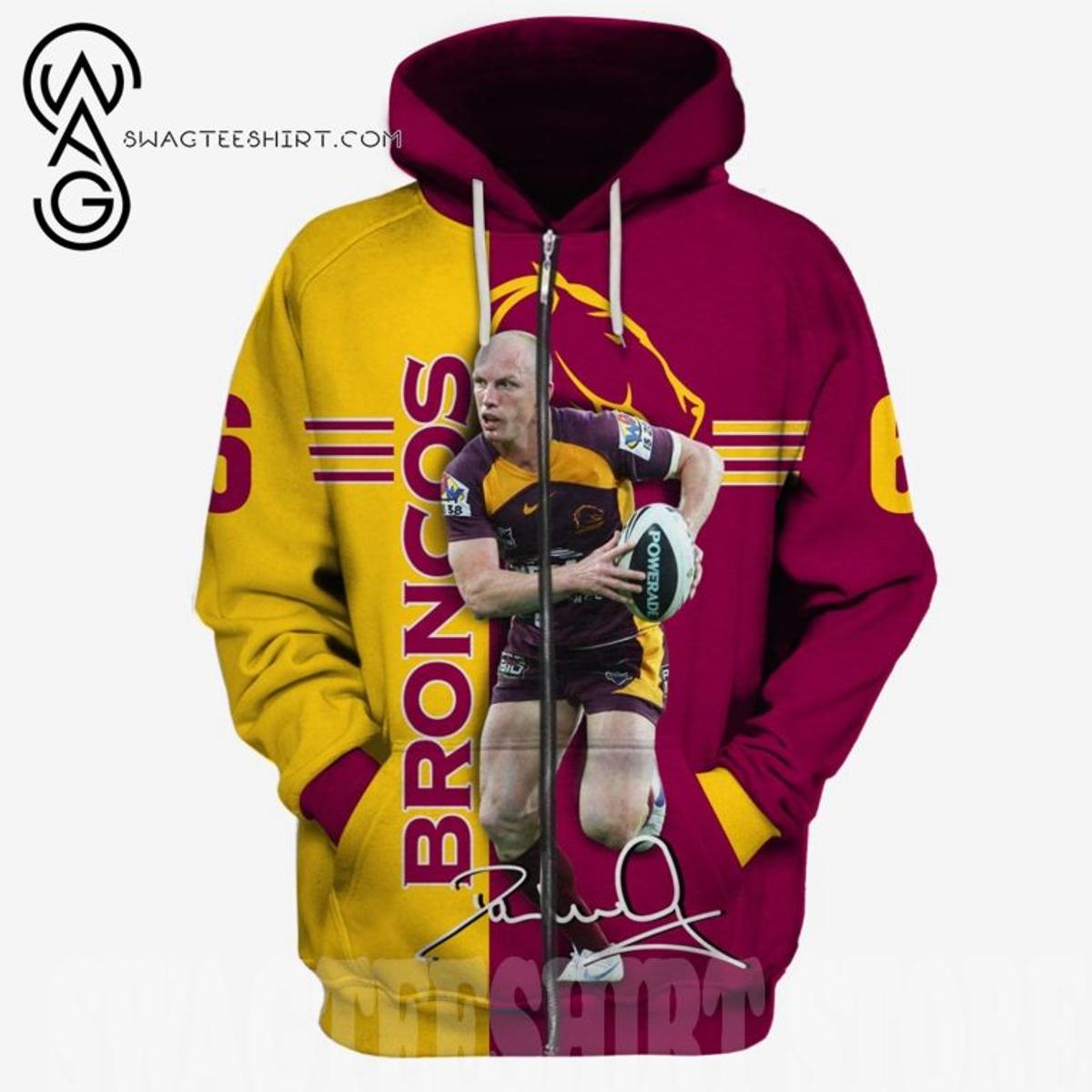 Brisbane Broncos Darren Lockyer No 6 Zip Hoodie Gifts For Lovers