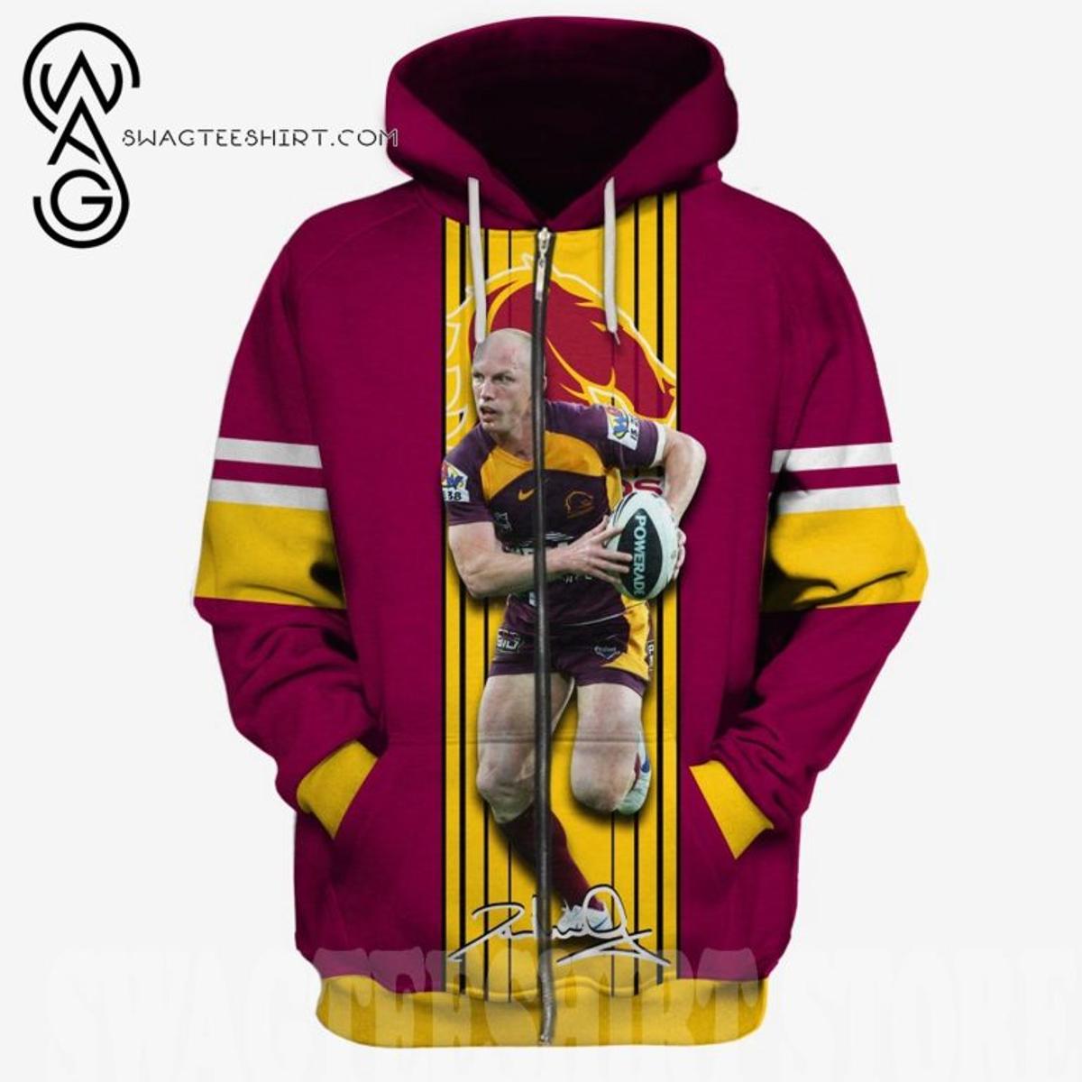 Brisbane Broncos Darren Lockyer No 6 Zip Hoodie Gift For Fans