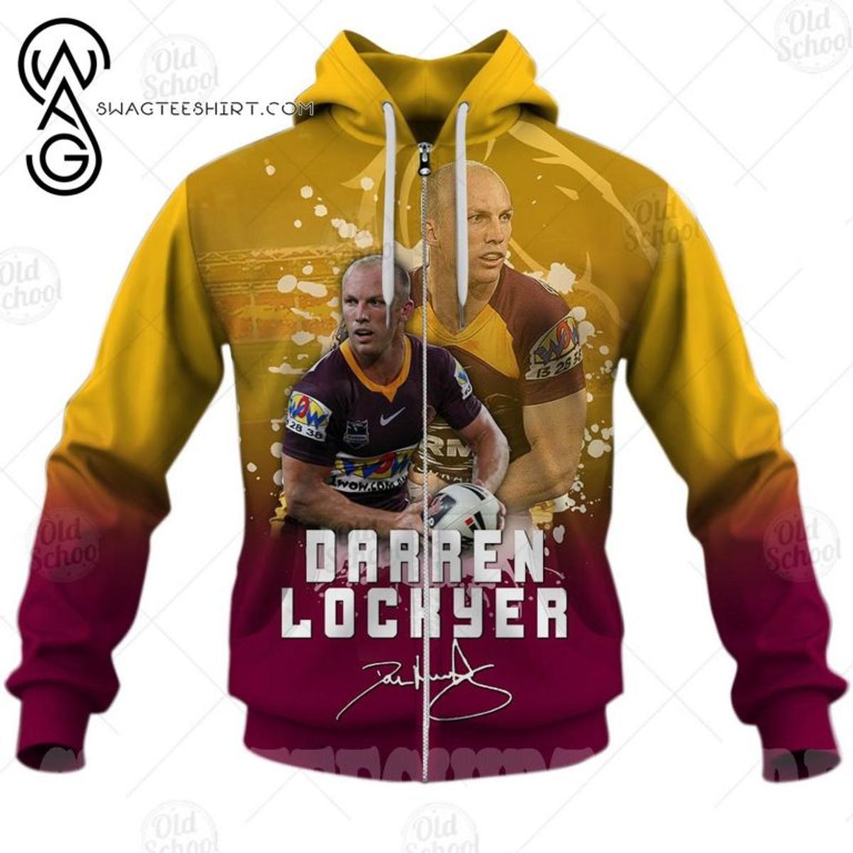 Brisbane Broncos Darren Lockyer No 6 Zip Hoodie Gift For Fans