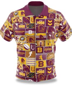 Brisbane Broncos Football Team Since 1988 Yellow Wine Vintage Hawaiian Shirt For Fans