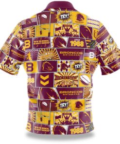 Brisbane Broncos Football Team Since 1988 Yellow Wine Vintage Hawaiian Shirt For Fans
