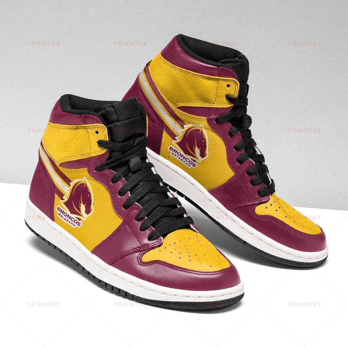 Brisbane Broncos White Maroon Air Jordan 1 High Sneakers Gift