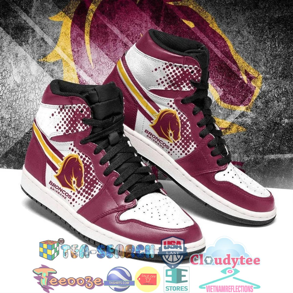 Brisbane Broncos Maroon Gold Air Jordan 1 High Sneakers For Fans