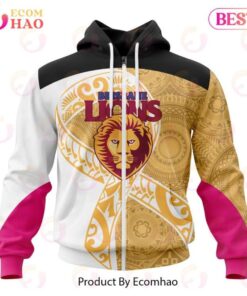 Brisbane Lions Custom Name Number Fight Cancer Zip Hoodie Gift