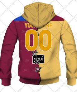Brisbane Lions Custom Name Number Mix Guernsey Zip Up Hoodie For Fans 2