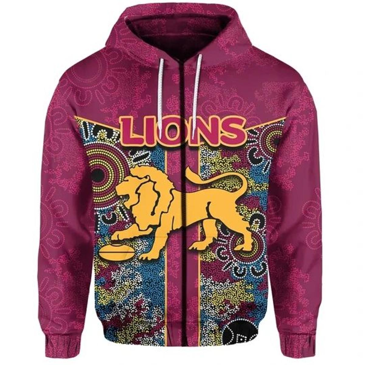 Brisbane Lions Rainbow Blue Zip Hoodie Gift