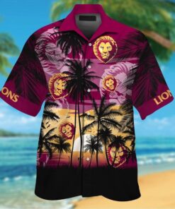 Brisbane Lions Logo Tropical Aloha Shirt Best Hawaiian Outfit For Afl Fans