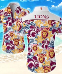 Brisbane Lions Team Logo Tropical Floral Hawaiian Shirt From Size S To 5xl 1