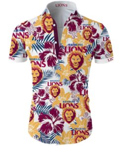 Brisbane Lions Team Logo Tropical Floral Hawaiian Shirt From Size S To 5xl