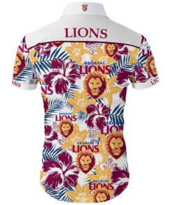 Brisbane Lions Team Logo Tropical Floral Hawaiian Shirt From Size S To 5xl 3