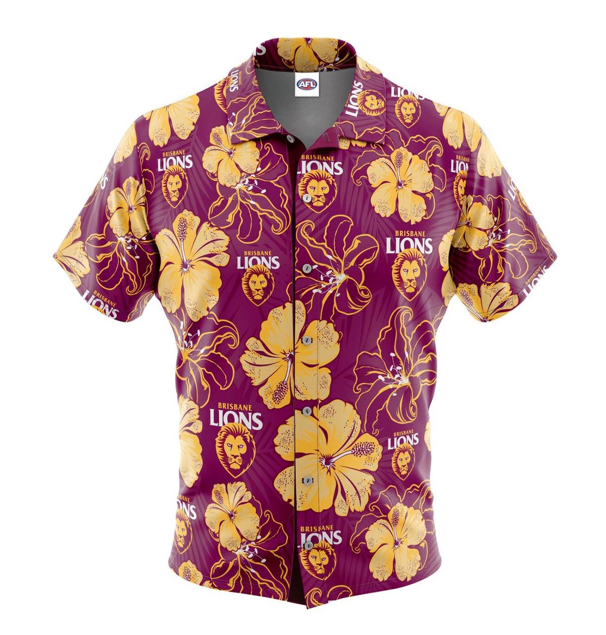 Brisbane Lions Vintage Floral Aloha Shirts Best Gifts For Afl Fans