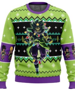 Broly Dragon Ball Z Green Christmas Sweater Xmas Outfit For Fans