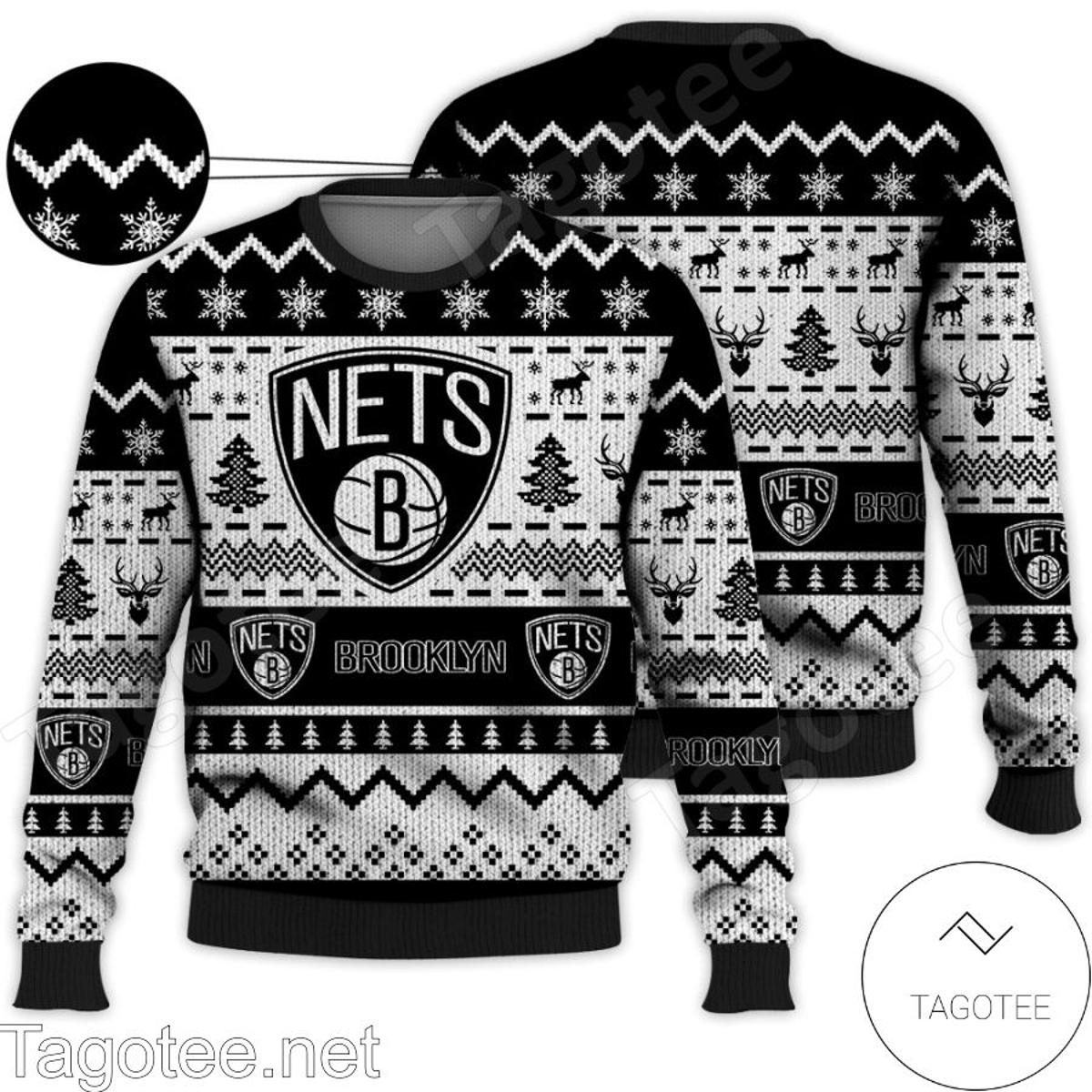 Brooklyn Nets Black Gray Best Ugly Christmas Sweater