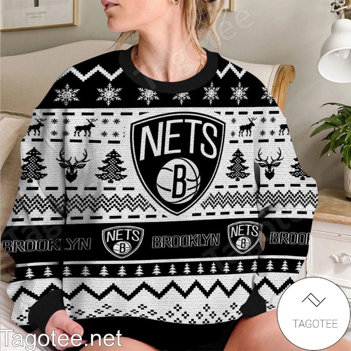 Brooklyn Nets Black Gray Best Ugly Christmas Sweater