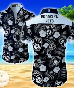 Brooklyn Nets Black Grey Floral Hawaiian Shirt Best Gift For Nba Fans
