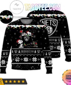 Brooklyn Nets Black Snoopy Ugly Christmas Sweater For Fans 1